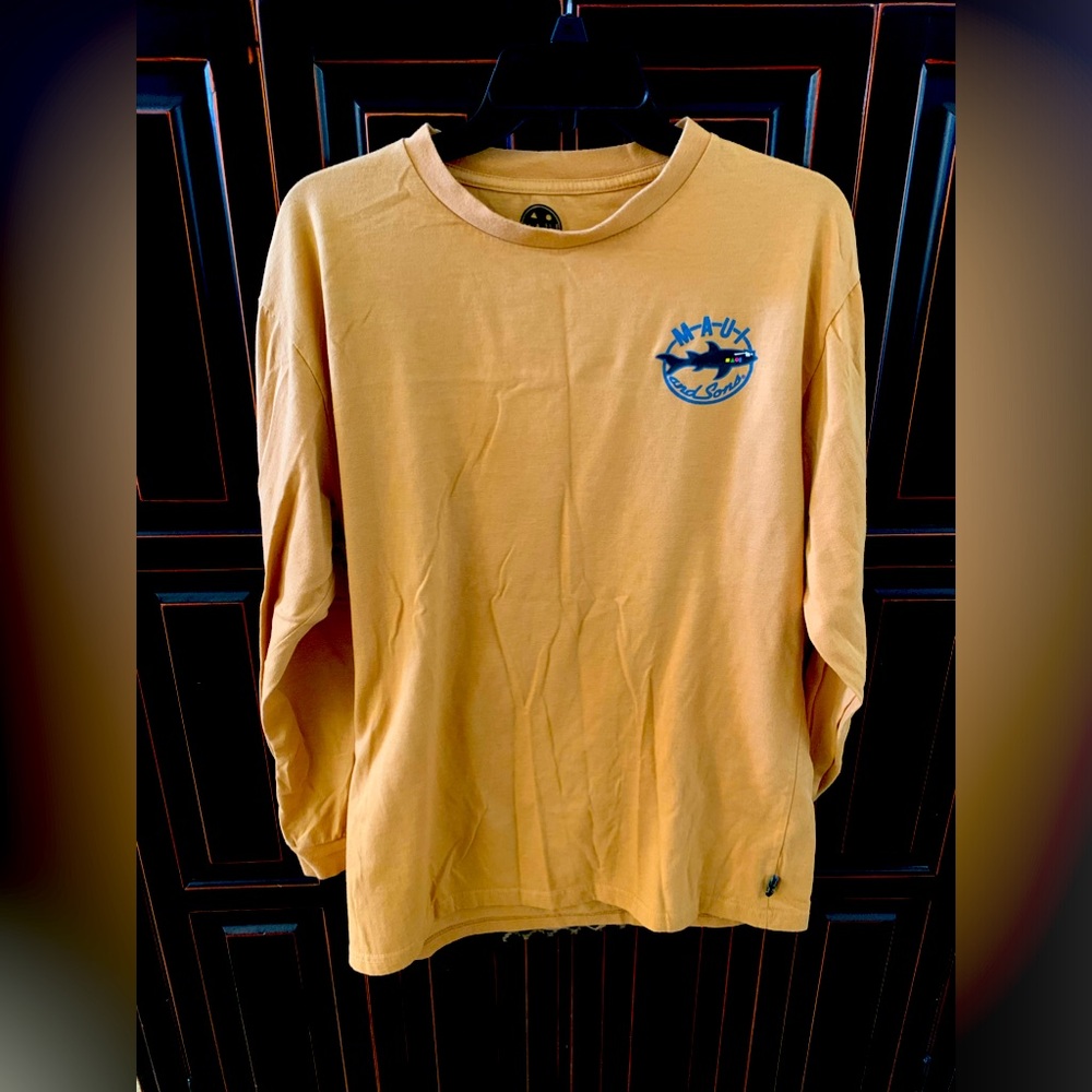 MAUi and Sons Hawaiian Long Sleeve men’s L Tan surfer beach summer preppy